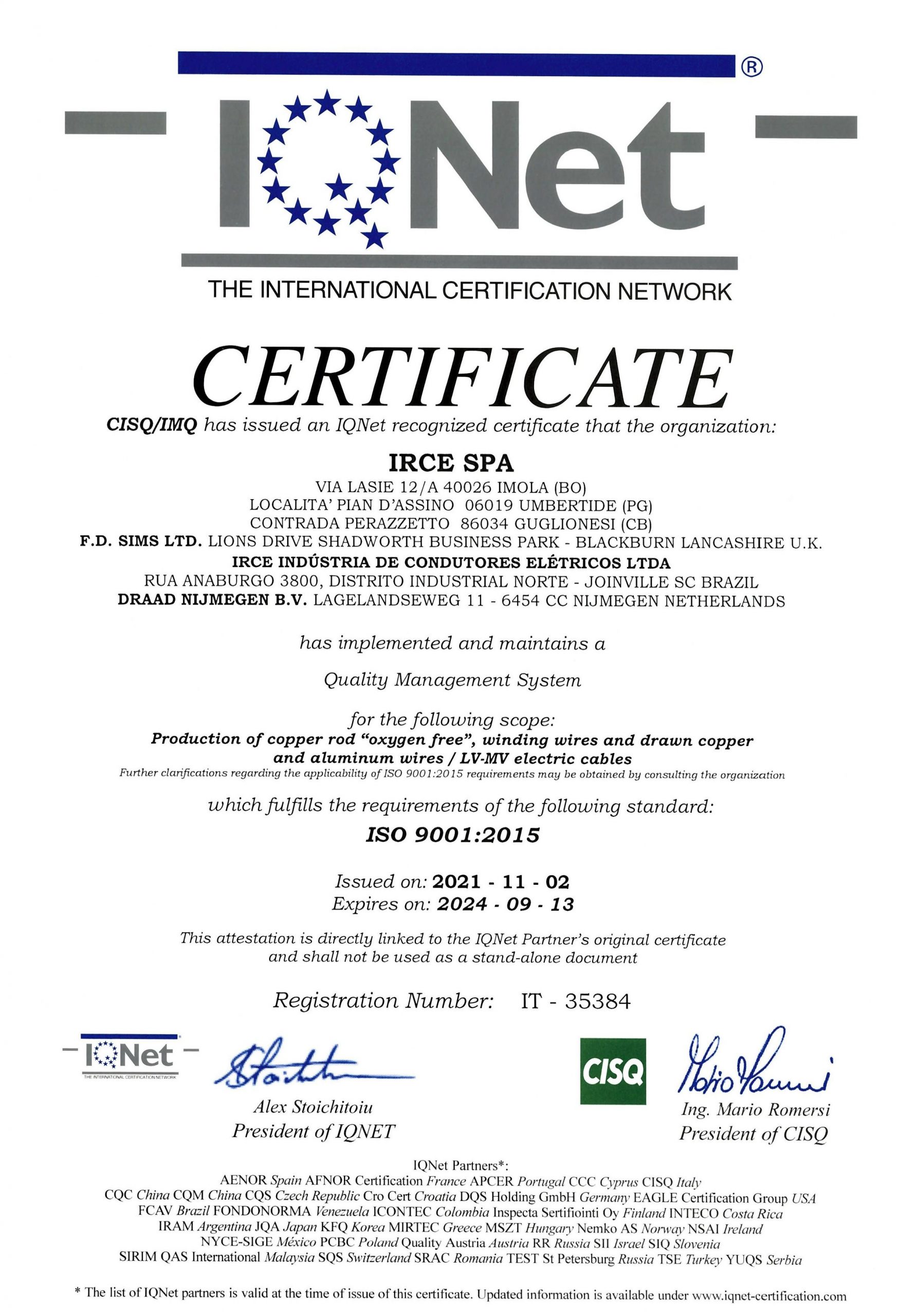 Smit Draad ISO 9001:2015